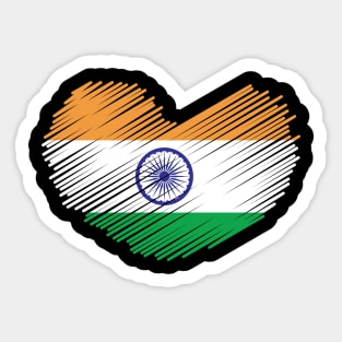 India Flag Heart Design Sticker